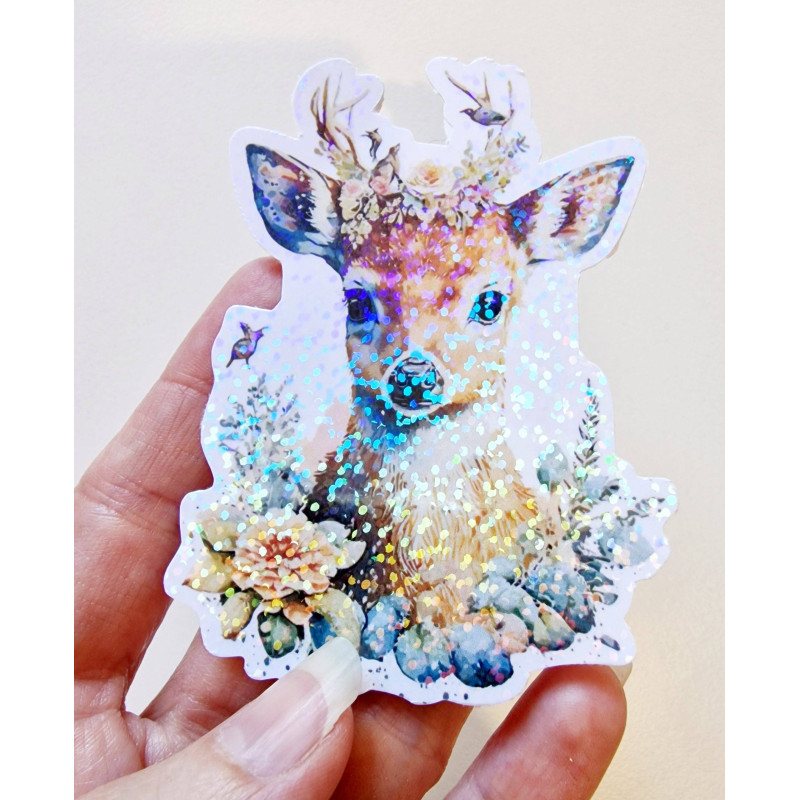 Stickers holographique Biche