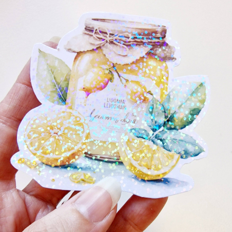 Stickers holographique Confiture citron