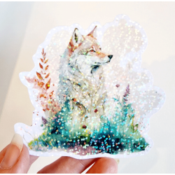 Stickers holographique loup