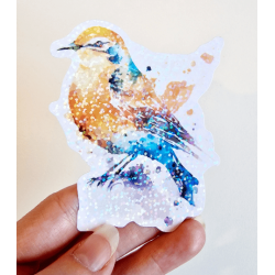 Stickers holographique oiseau jaune