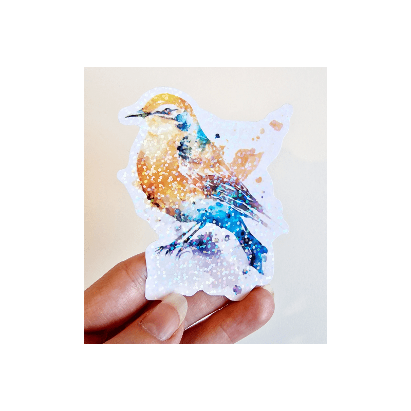 Stickers holographique oiseau jaune