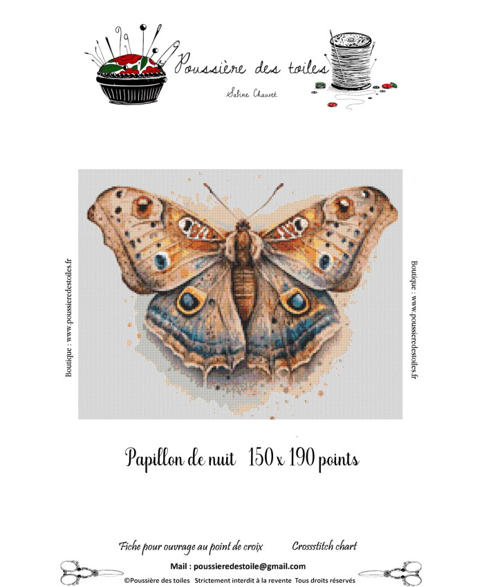 Grille point de croix :  Papillon de nuit
