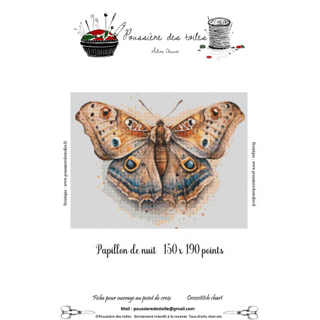 Grille point de croix :  Papillon de nuit