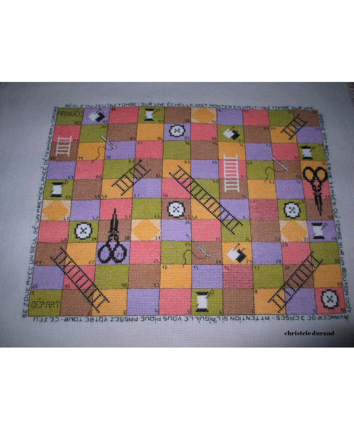 Grille point de croix : Jeu du serpent spécial brodeuse