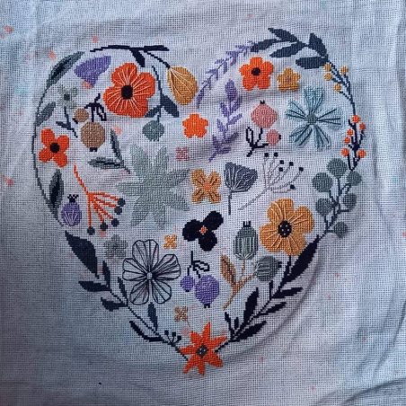 Grille point de croix : Coeur fleuri PDF