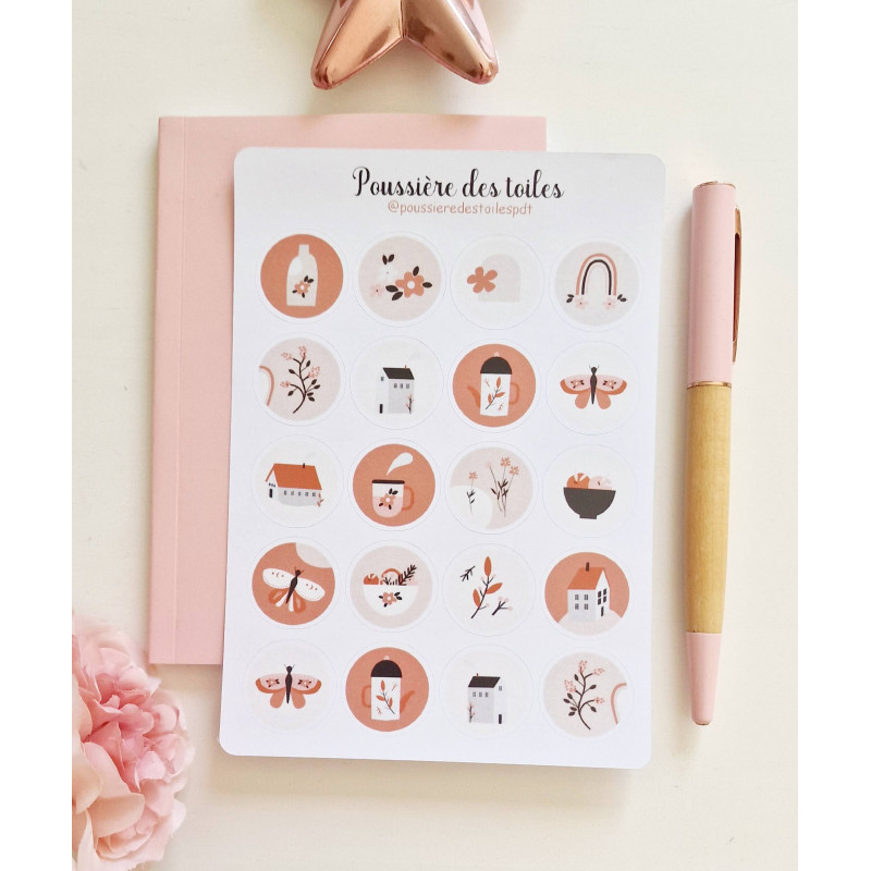 Feuille d’autocollants, Stickers pour Bullet Journal