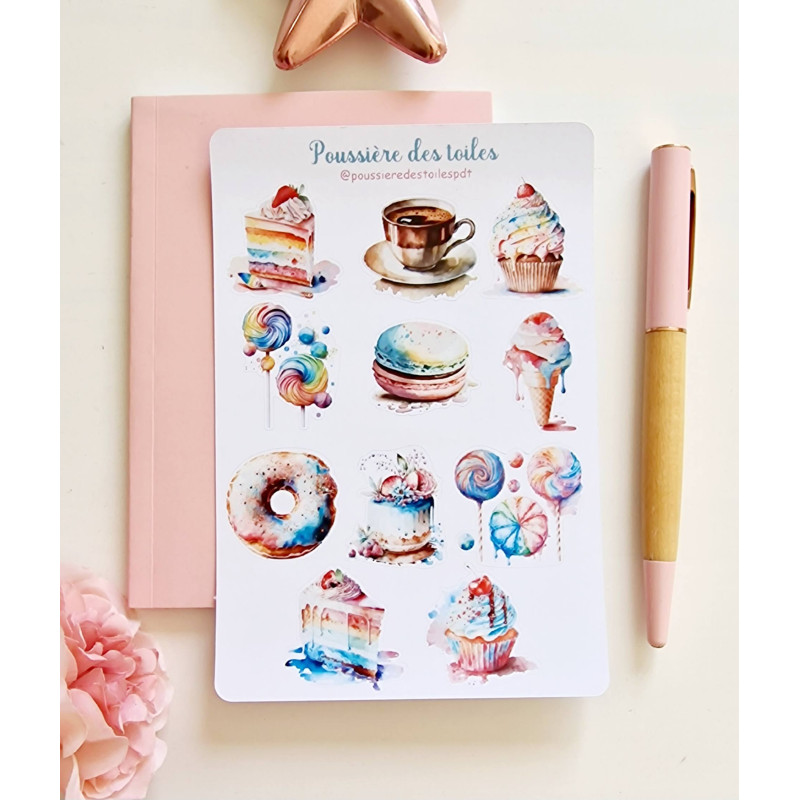 Feuille d’autocollants, Stickers pour Bullet Journal