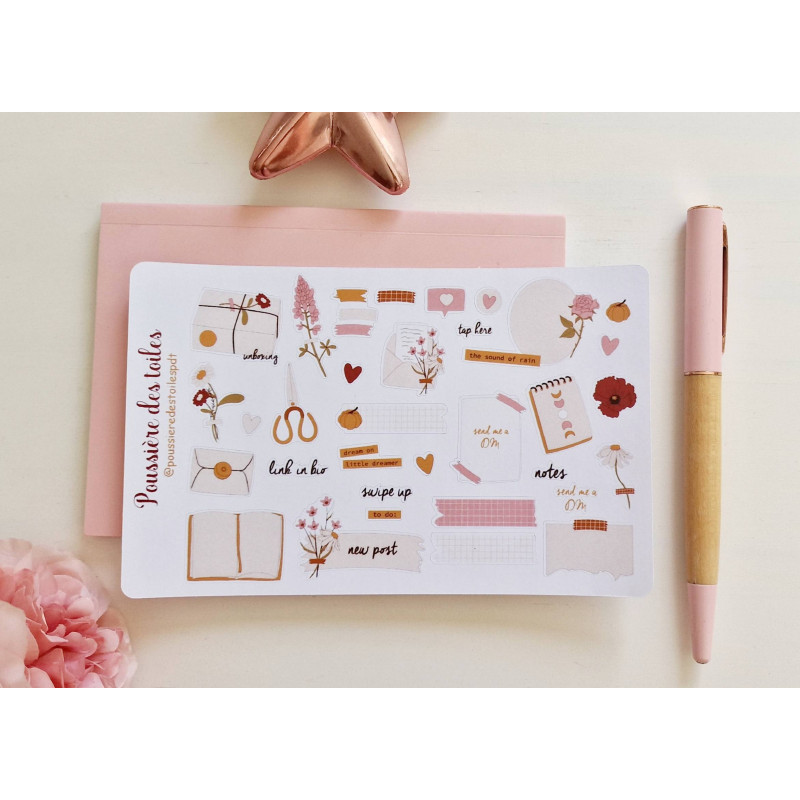 Feuille d’autocollants, Stickers pour Bullet Journal