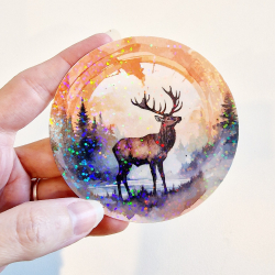 Stickers holographique Cerf