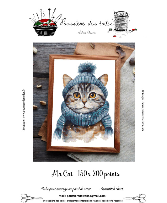 Grille point de croix : Mr Cat Papier