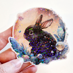 Stickers holographique Lapin lune