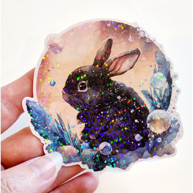 Stickers holographique Lapin lune