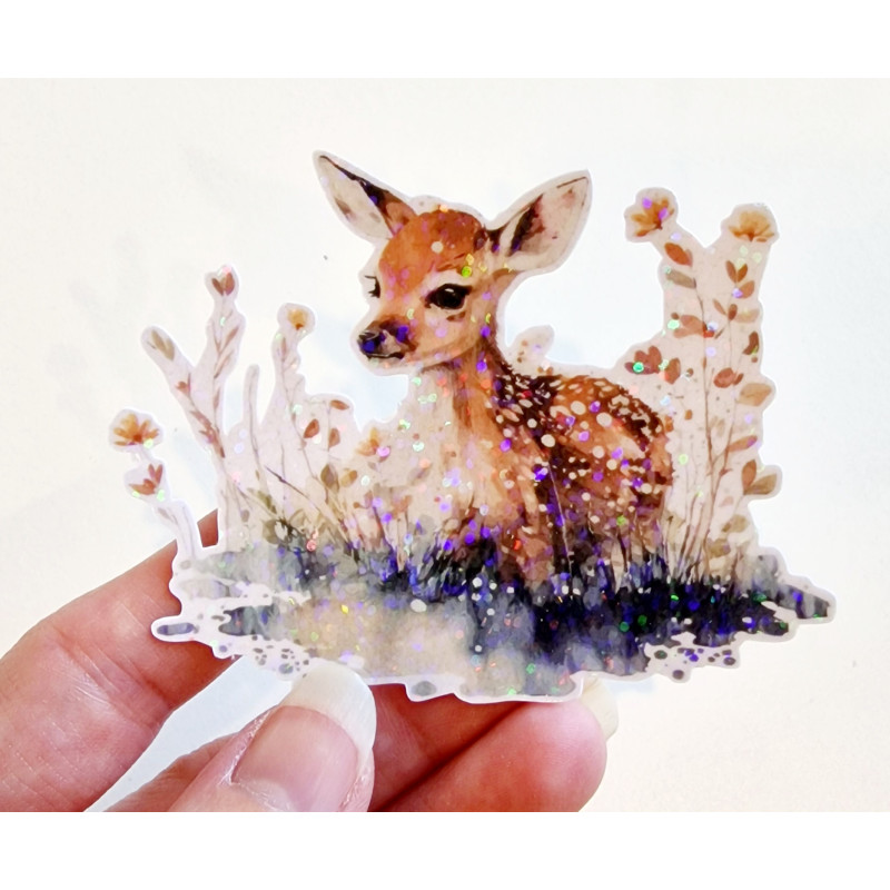 Stickers holographique Biche aquarelle