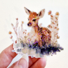 Stickers holographique Biche aquarelle