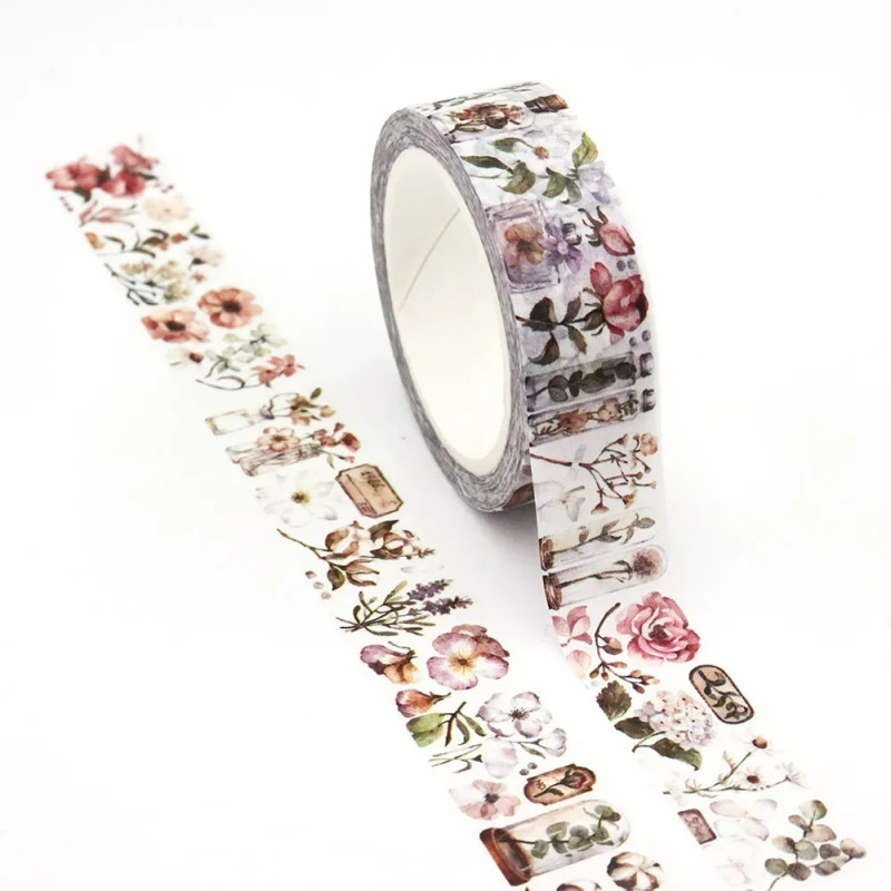 Masking tape 10m autocollants diamond painting bullet journal fleurs vintage