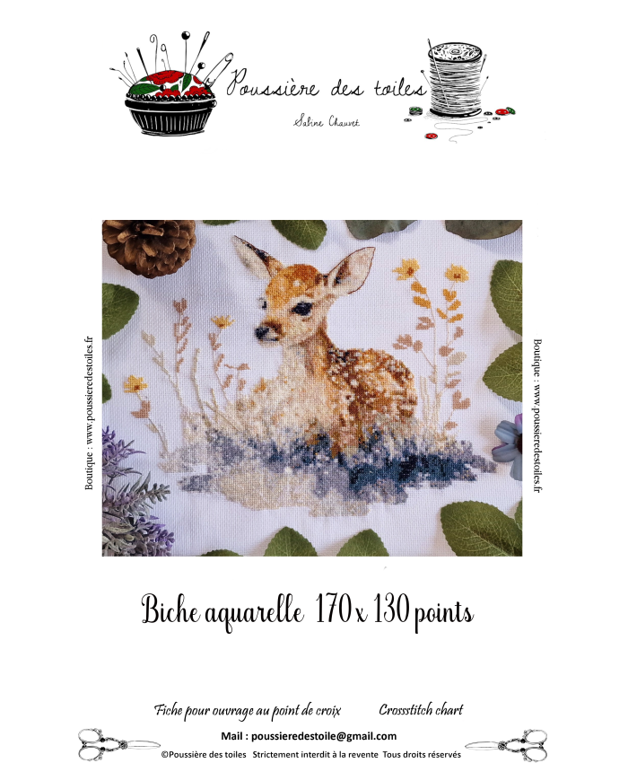 Grille point de croix : Biche aquarelle PDF