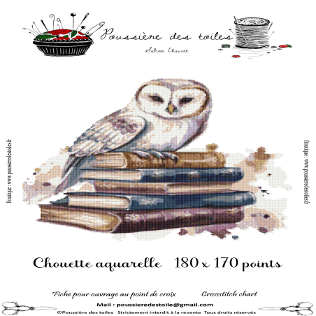 Grille point de croix : chouette aquarelle Papier