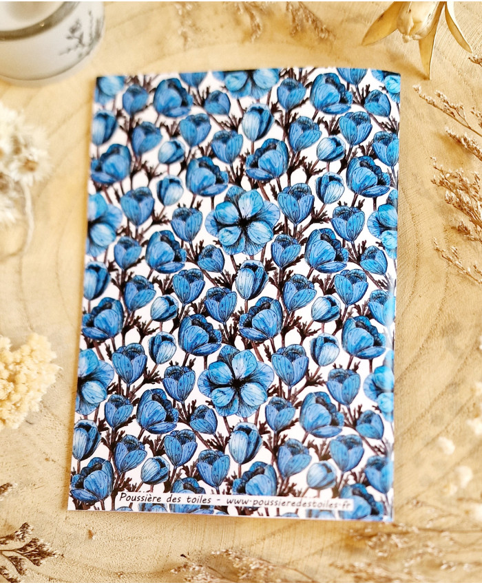 Carnet de notes, organisation, petit carnet Fleurs bleues