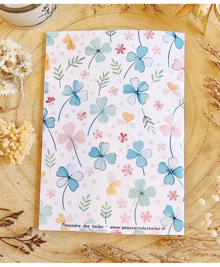 Carnet de notes, organisation, petit carnet trèfles