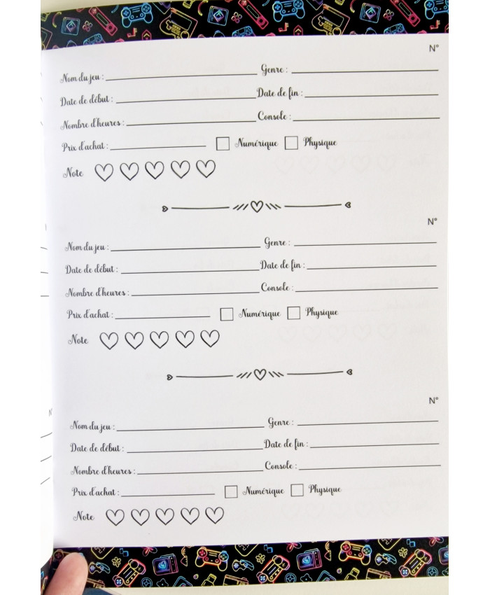 Carnet de suivi Mes jeux vidéos néon