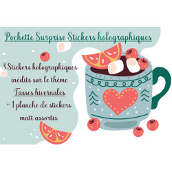 Pochette surprise stickers holographiques  tasses hivernales