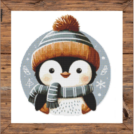 Grille point de croix : Pingouin Papier