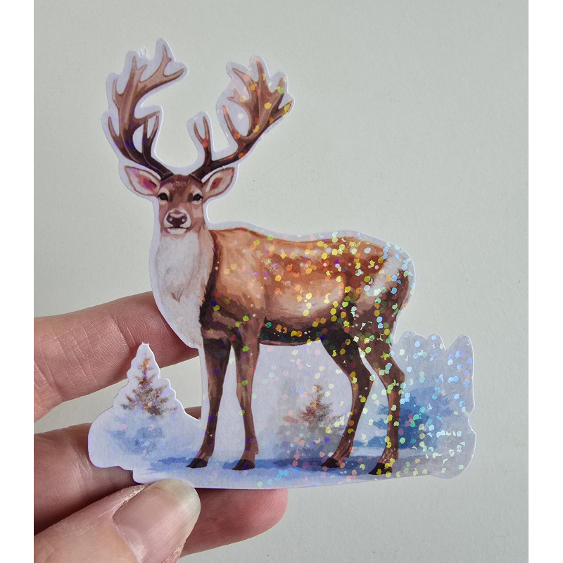 Stickers holographique Cerf