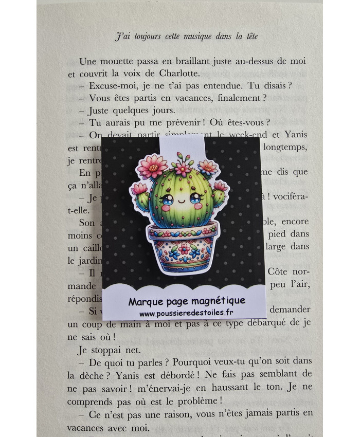 Marque page magnétique cactus