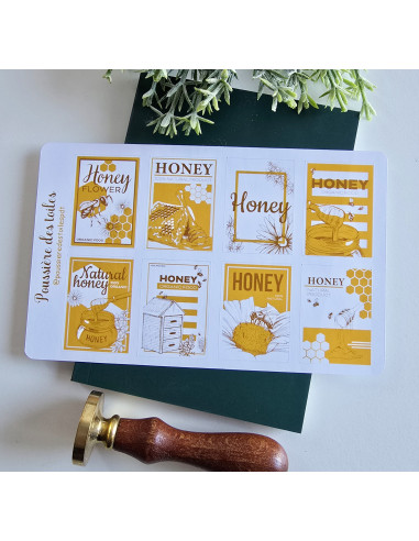 Feuille d’autocollants, Stickers pour Bullet Journal miel