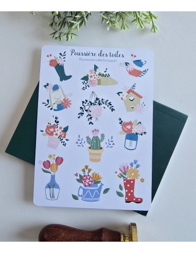 Feuille d’autocollants, Stickers pour Bullet Journal jardin