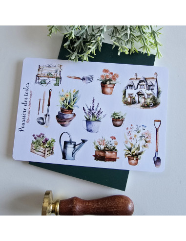 Feuille d’autocollants, Stickers pour Bullet Journal jardin