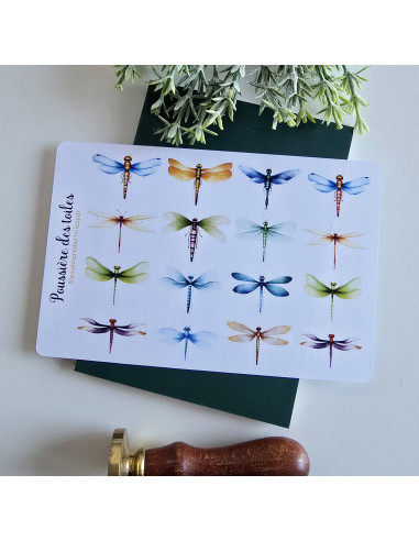 Feuille d’autocollants, Stickers pour Bullet Journal libellule