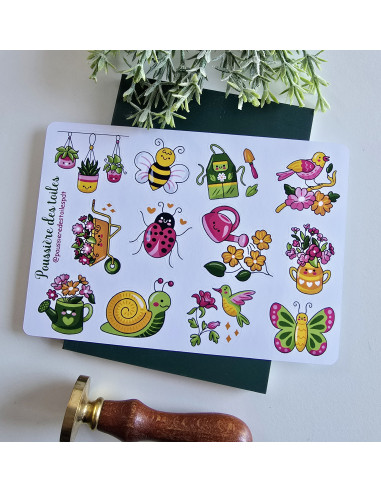 Feuille d’autocollants, Stickers pour Bullet Journal jardin