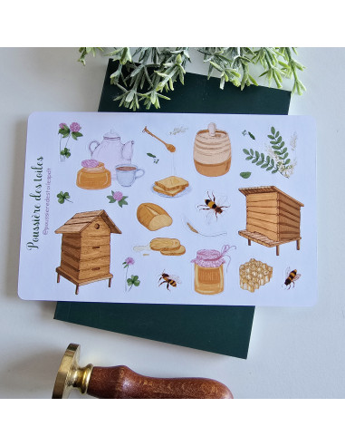 Feuille d’autocollants, Stickers pour Bullet Journal ruche