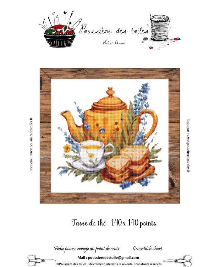 Grille point de croix : Tasse de thé PDF