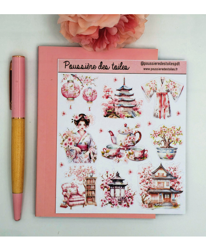 Réf 11 Feuille d’autocollants, Stickers pour Bullet Journal Asie