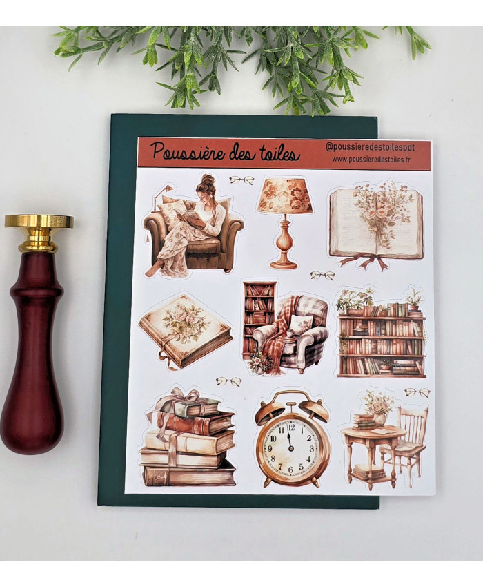 Réf 004 Feuille d’autocollants, Stickers pour Bullet Journal Lecture