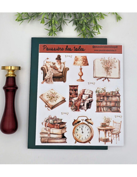 Feuille d’autocollants, Stickers pour Bullet Journal Lecture