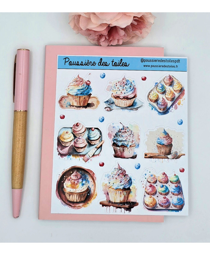 Réf 10 Feuille d’autocollants, Stickers pour Bullet Journal Gourmandises
