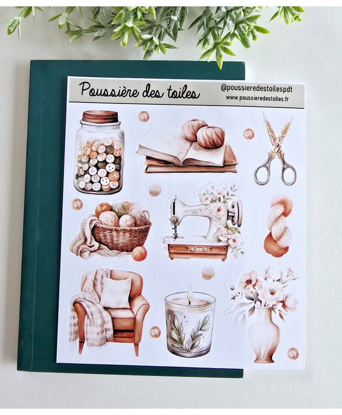 Réf 009 Feuille d’autocollants, Stickers pour Bullet Journal Tricot
