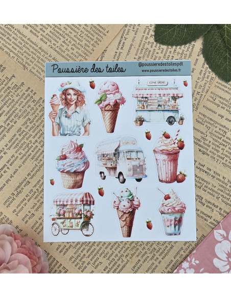 Feuille d’autocollants, Stickers pour Bullet Journal glace