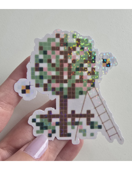 Stickers holographique arbre ABC printemps
