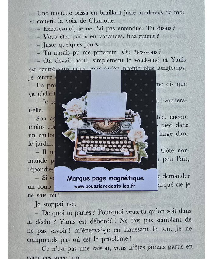Marque page magnétique machine à écrire