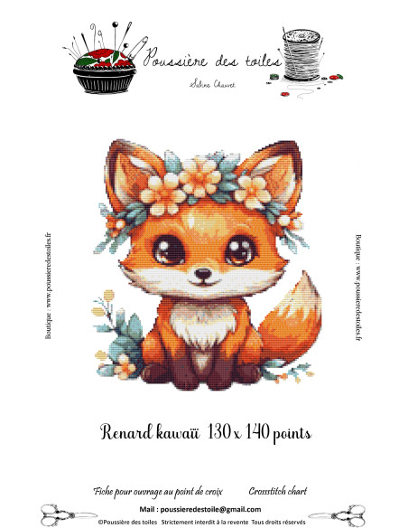 Grille point de croix : Renard Kawaïï PDF