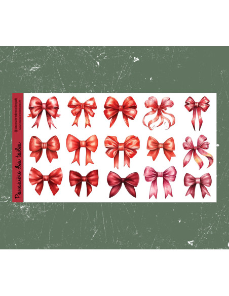 Feuille d’autocollants, Stickers pour Bullet Journal noeuds rouges