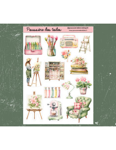 Feuille d’autocollants, Stickers pour Bullet Journal Artiste