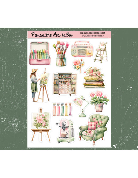 Feuille d’autocollants, Stickers pour Bullet Journal Artiste