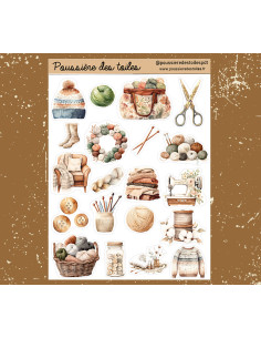 Feuille d’autocollants, Stickers pour Bullet Journal Tricot