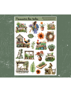 Feuille d’autocollants, Stickers pour Bullet Journal jardin