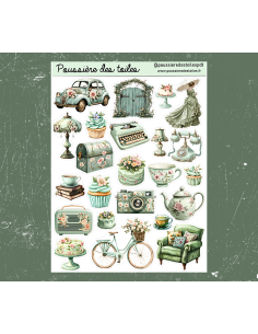 Feuille d’autocollants, Stickers pour Bullet Journal vintage